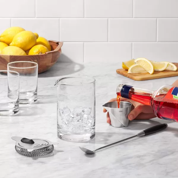 OXO Good Grips Double Wall Ice Bucket with Tongs and Garnish Tray,Gray, 7.37"L x 8.5"W x 7.5"H