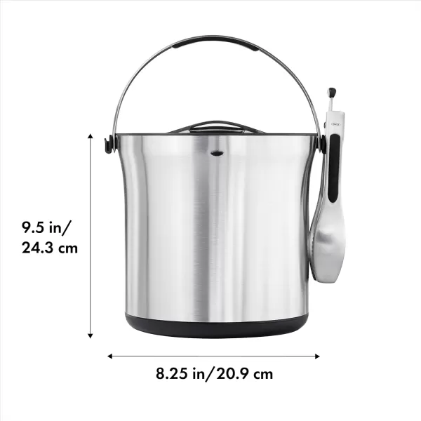 OXO Good Grips Double Wall Ice Bucket with Tongs and Garnish Tray,Gray, 7.37"L x 8.5"W x 7.5"H