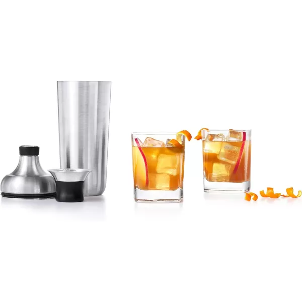 OXO Good Grips Double Wall Ice Bucket with Tongs and Garnish Tray,Gray, 7.37"L x 8.5"W x 7.5"H