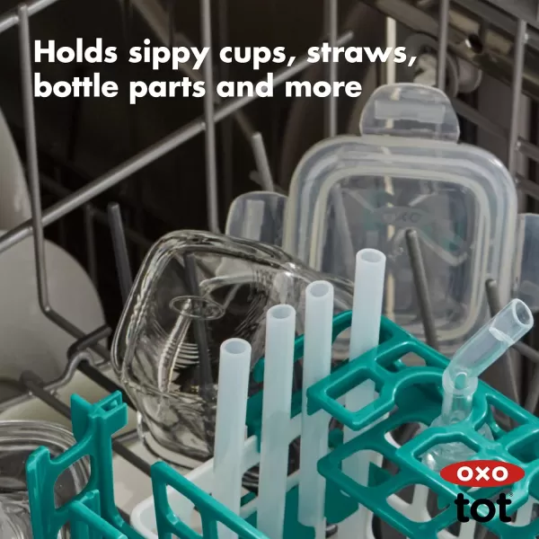 OXO Tot Dishwasher Basket for Bottle Parts &amp; Accessories, Teal, 1 Count 