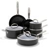 imageOXO Enhanced 10 Piece Cookware Pots and Pans Set PFASFree Ceramic Nonstick Durable Hard Anodized Cookware Scratch Resistant Stainless Steel Handle Good Grips Dishwasher Safe Oven safe Black10 Piece Cookware Set