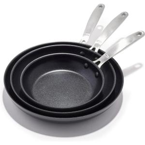 imageOXO Enhanced 10 Piece Cookware Pots and Pans Set PFASFree Ceramic Nonstick Durable Hard Anodized Cookware Scratch Resistant Stainless Steel Handle Good Grips Dishwasher Safe Oven safe Black8 10 and 12 3 Piece Frying Pan Skillet Set