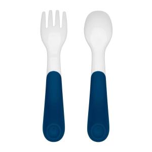imageOXO Tot On The Go Fork ampamp Spoon Training Set with Travel Case  TealNavy