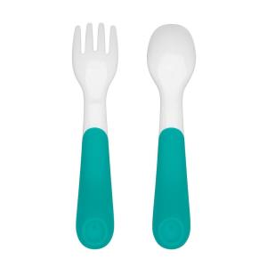 imageOXO Tot On The Go Fork ampamp Spoon Training Set with Travel Case  TealTeal