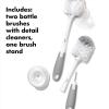 imageOXO Tot Bottle Brush with Nipple Cleaner and Stand  Gray 2Pack