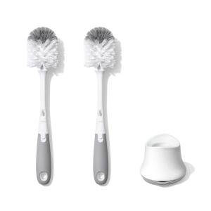 imageOXO Tot Bottle Brush with Nipple Cleaner and Stand  Gray 2Pack