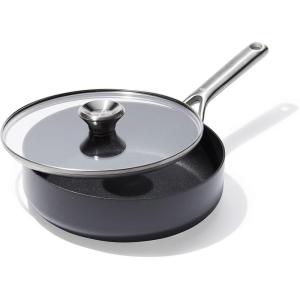 imageOXO Professional 17QT and 23QT Saucepan Pot Set with Lids Hard Anodized Ceramic Nonstick Cookware PFASFree Induction Suitable Stainless Steel Diamond Reinforced Coating Dishwasher Oven Safe Black3QT Saute Pan with Lid