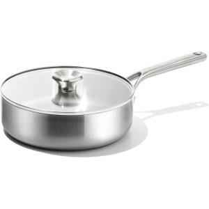 imageOXO Mira TriPly Stainless Steel 325QT Saute Pan Jumbo Cooker with Lid Induction Multi Clad Dishwasher and Metal Utensil Safe325QT Saute Pan with Lid