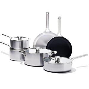 imageOXO Mira TriPly Stainless Steel PFASFree Nonstick 8quot and 10quot Frying Pan Skillet Set Induction Multi Clad Dishwasher and Metal Utensil Safe10 Piece Cookware Pots and Pans Set