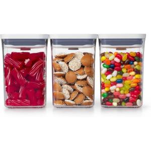imageOXO Good Grips 3PC Small Square Short POP Container Set WhiteGrey