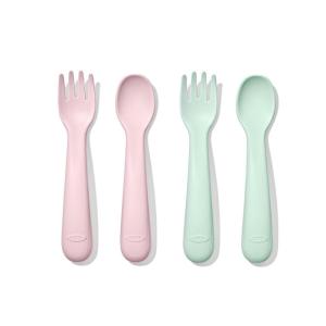 imageOXO Tot Plastic Fork and Spoon Set  Opal and DuskOpalBlossom