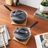 imageOXO Good Grips 1QT and 2QT Saucepan Pot Set with Lids 3Layered German Engineered Nonstick Coating Stainless Steel Handles with Nonslip Silicone Black2 Quarts