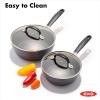 imageOXO Good Grips 1QT and 2QT Saucepan Pot Set with Lids 3Layered German Engineered Nonstick Coating Stainless Steel Handles with Nonslip Silicone Black2 Quarts