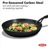imageOXO Obsidian PreSeasoned Carbon Steel 12quot Frying Pan Skillet with Removable Silicone Handle Holder Induction Oven Safe BlackBlack
