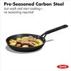 imageOXO Obsidian PreSeasoned Carbon Steel 12quot Frying Pan Skillet with Removable Silicone Handle Holder Induction Oven Safe BlackBlack