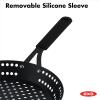 imageOXO Obsidian PreSeasoned Carbon Steel 15quot x 105quot Roasting Pan with Stainless Steel Roaster Rack Induction Black12 Outdoor Skillet with Handle