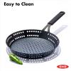 imageOXO Obsidian PreSeasoned Carbon Steel 15quot x 105quot Roasting Pan with Stainless Steel Roaster Rack Induction Black12 Outdoor Skillet with Handle