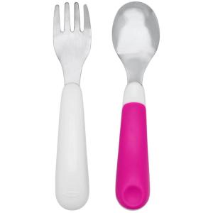 imageOXO Tot OnTheGo Fork and Spoon Set  BlossomPink