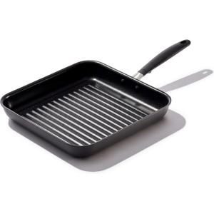 imageOXO Good Grips 1QT and 2QT Saucepan Pot Set with Lids 3Layered German Engineered Nonstick Coating Stainless Steel Handles with Nonslip Silicone Black11 Square Grill Pan