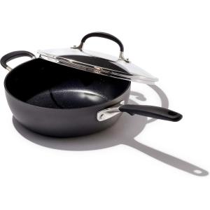 imageOXO Good Grips 3QT Chefs Pan with Lid and Helper Handle 3Layered German Engineered Nonstick Coating Stainless Steel Handle with Nonslip Silicone Black