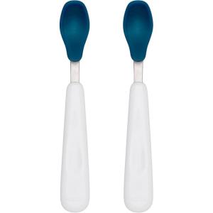 imageOXO Tot Feeding Spoon Set with Soft Silicone Navy  2 Count Pack of 1Navy