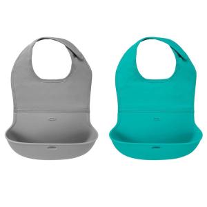 imageOXO RollUp Bib 2 Pack Limited Edition SageGrayTealGray