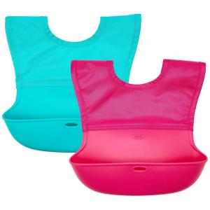 imageOXO RollUp Bib 2 Pack Limited Edition SageGrayTealPink
