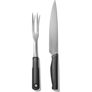 imageOXO Carving Set SoftGrip Duo Designed for Effortless Carving and Serving 2Piece Fork ampamp Knife Set  Spear Secure Cut ampamp Serve Roasted MeatCarving Set