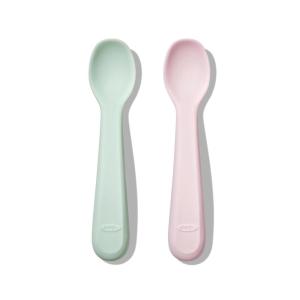 imageOXO Tot Silicone Spoons 2 Pack  Blossom and OpalBlossomOpal