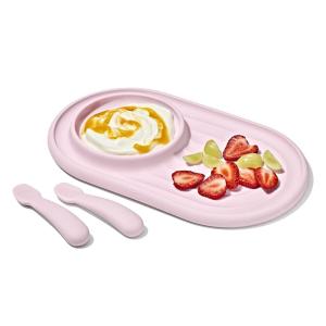 imageOXO Tot Textured Suction Plate ampamp Spoons Set  3Piece  BlossomBlossom