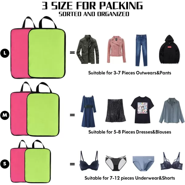 YZAOLL Compression Packing Cubes for Travel Expandable Packing Organizers 3pcs Set Black