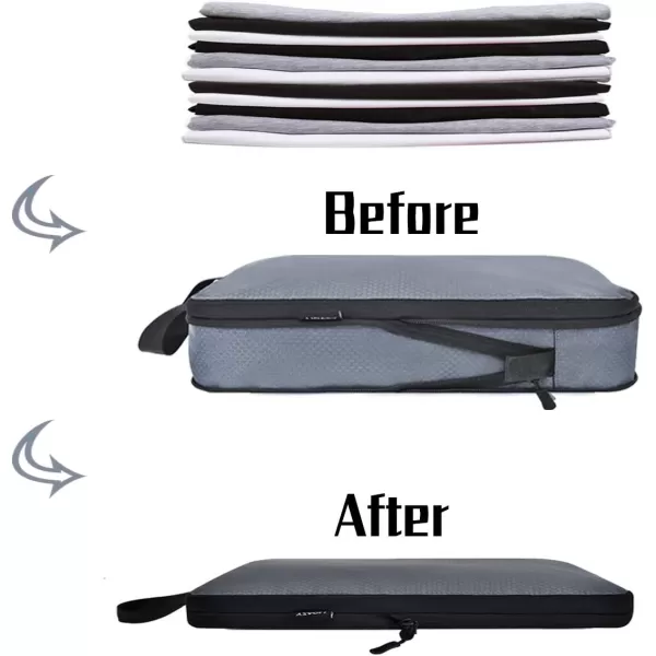 YZAOLL Compression Packing Cubes for Travel Expandable Packing Organizers 3pcs Set Black