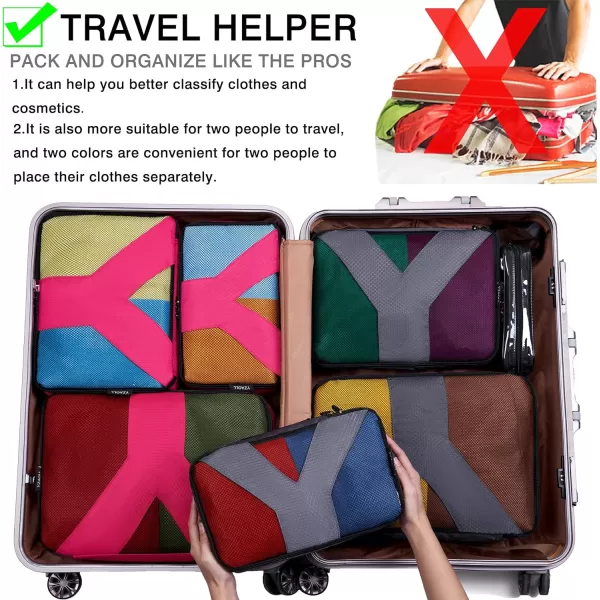 YZAOLL Compression Packing Cubes for Travel Expandable Packing Organizers 3pcs Set Black