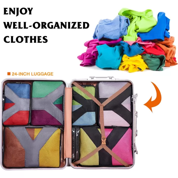 YZAOLL Compression Packing Cubes for Travel Expandable Packing Organizers 3pcs Set Black