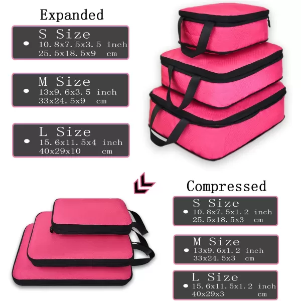 YZAOLL Compression Packing Cubes for Travel Expandable Packing Organizers 3pcs Set Black