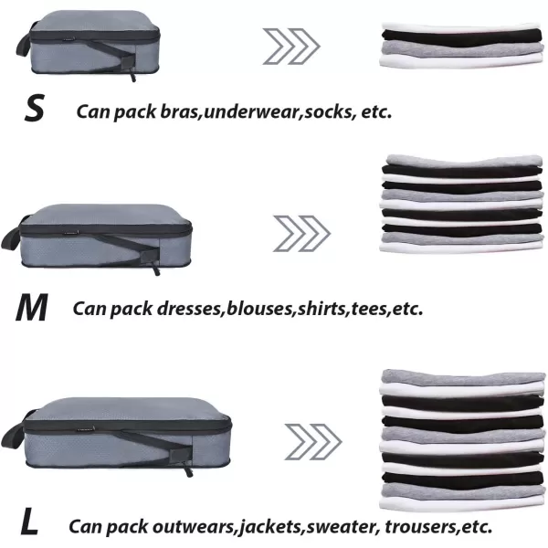 YZAOLL Compression Packing Cubes for Travel Expandable Packing Organizers 3pcs Set Black