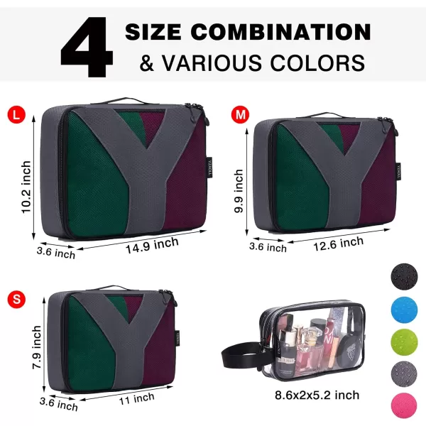 YZAOLL Compression Packing Cubes for Travel Expandable Packing Organizers 3pcs Set Black