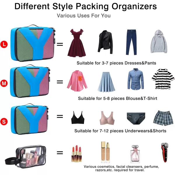 YZAOLL Compression Packing Cubes for Travel Expandable Packing Organizers 3pcs Set Black