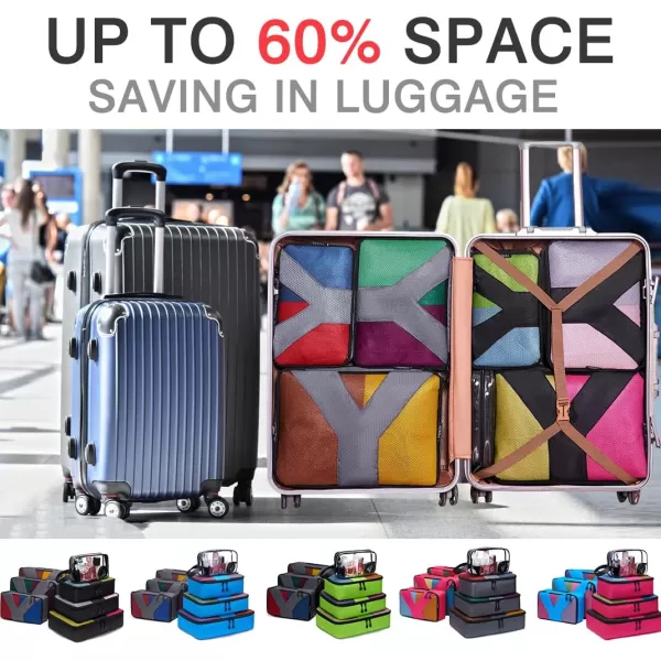 YZAOLL Compression Packing Cubes for Travel Expandable Packing Organizers 3pcs Set Black