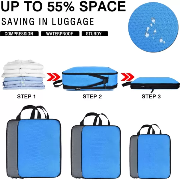 YZAOLL Compression Packing Cubes for Travel Expandable Packing Organizers 3pcs Set Black