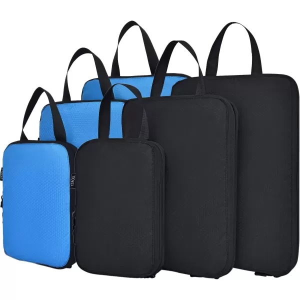 YZAOLL Compression Packing Cubes for Travel Expandable Packing Organizers 3pcs Set Black
