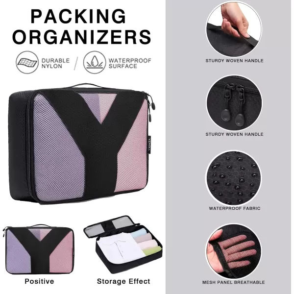 YZAOLL Compression Packing Cubes for Travel Expandable Packing Organizers 3pcs Set Black