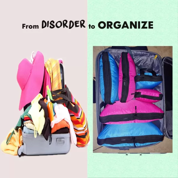 YZAOLL Compression Packing Cubes for Travel Expandable Packing Organizers 3pcs Set Black