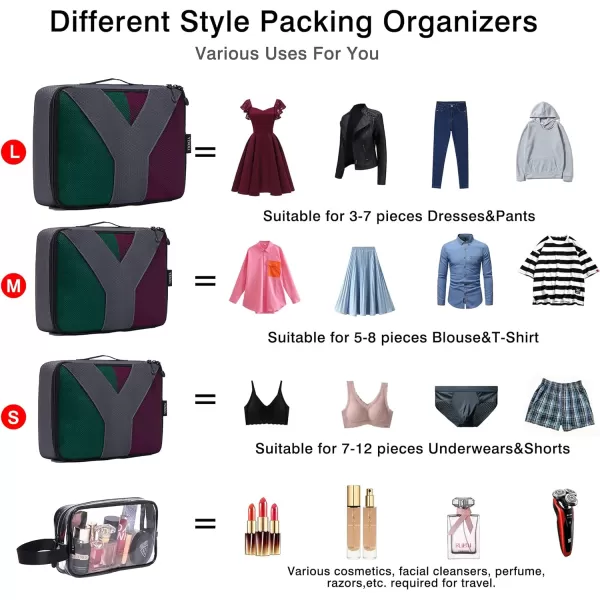 YZAOLL Compression Packing Cubes for Travel Expandable Packing Organizers 3pcs Set Black