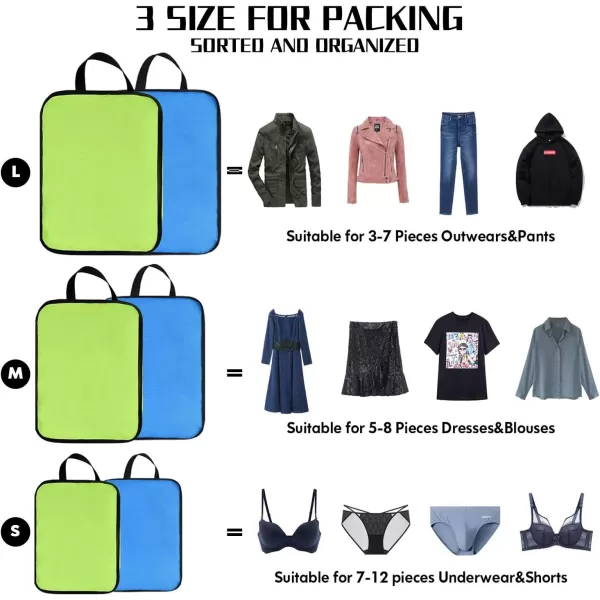 YZAOLL Compression Packing Cubes for Travel Expandable Packing Organizers 3pcs Set Gray