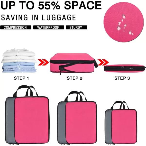 YZAOLL Compression Packing Cubes for Travel Expandable Packing Organizers 3pcs Set Gray
