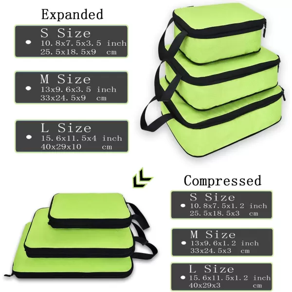YZAOLL Compression Packing Cubes for Travel Expandable Packing Organizers 3pcs Set Gray