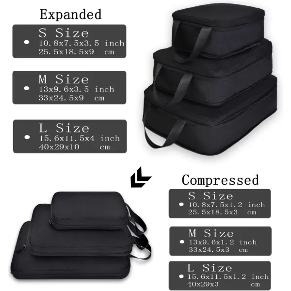 YZAOLL Compression Packing Cubes for Travel Expandable Packing Organizers 3pcs Set Gray