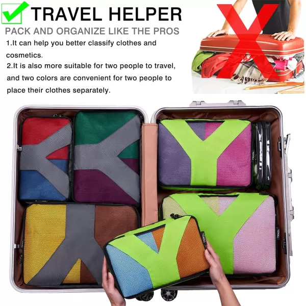 YZAOLL Compression Packing Cubes for Travel Expandable Packing Organizers 3pcs Set Gray