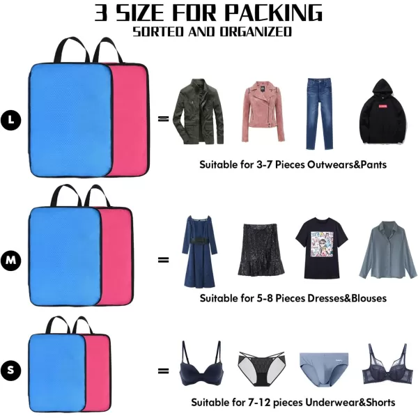 YZAOLL Compression Packing Cubes for Travel Expandable Packing Organizers 3pcs Set Gray